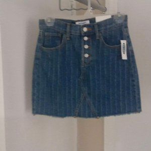 Stripped Jean Skirt